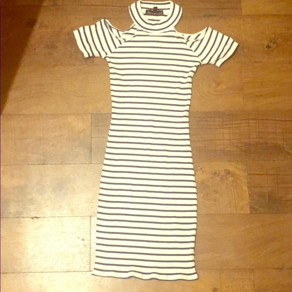 Striped cut-out body con dress